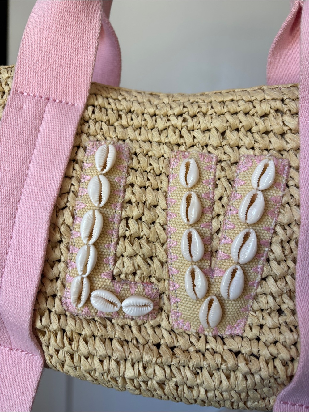 Stoney Clover Small Pink Raffia Straw Tote - Picture 10 of 10